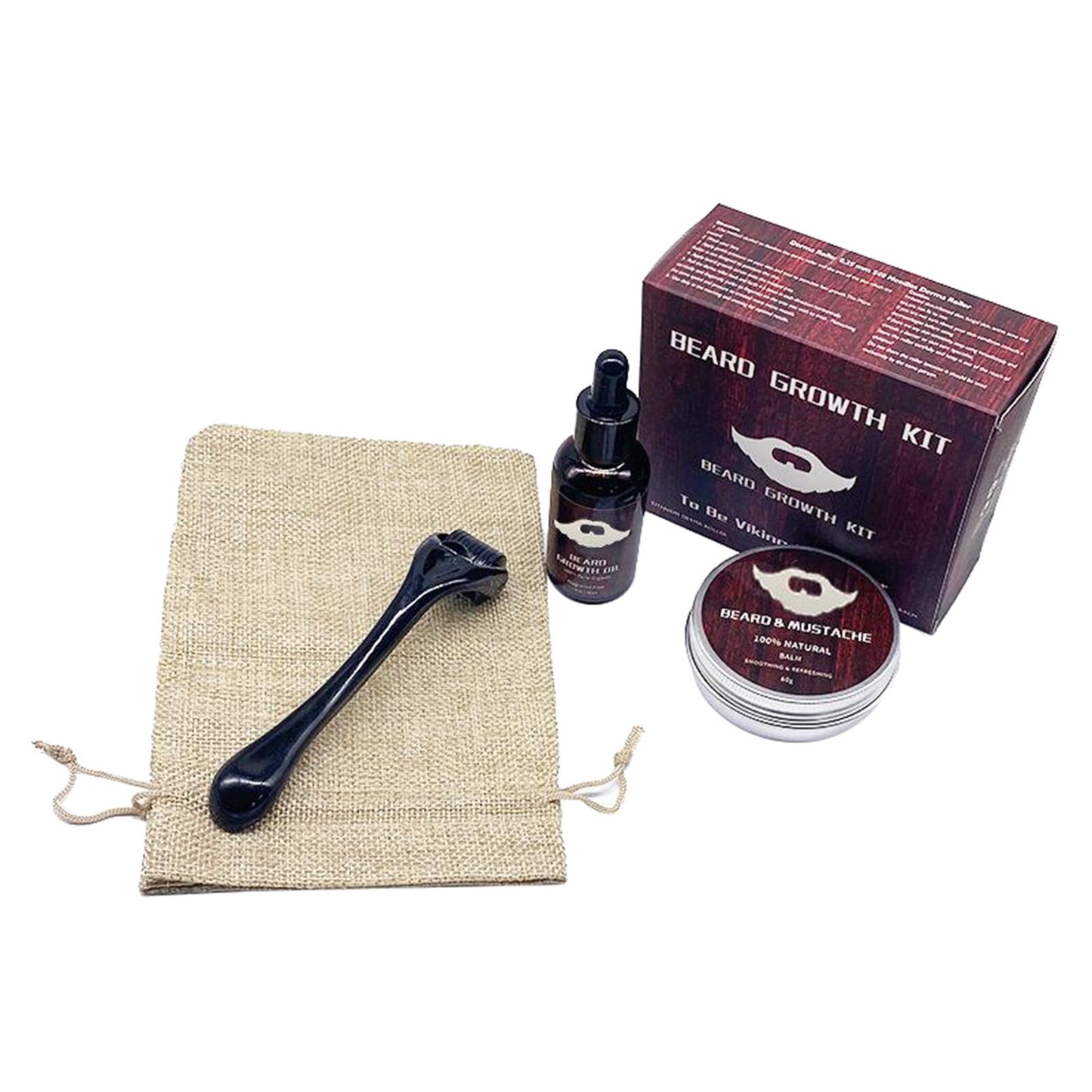 Beard Growth Kit Titanium Roller Serum for Men Face Hair Growth