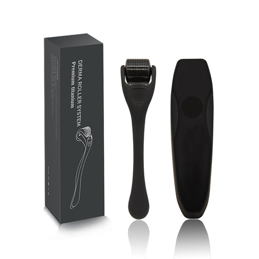 Elevate Your Beard Game with the Frosted Black Titanium Alloy Needle Beard Roller