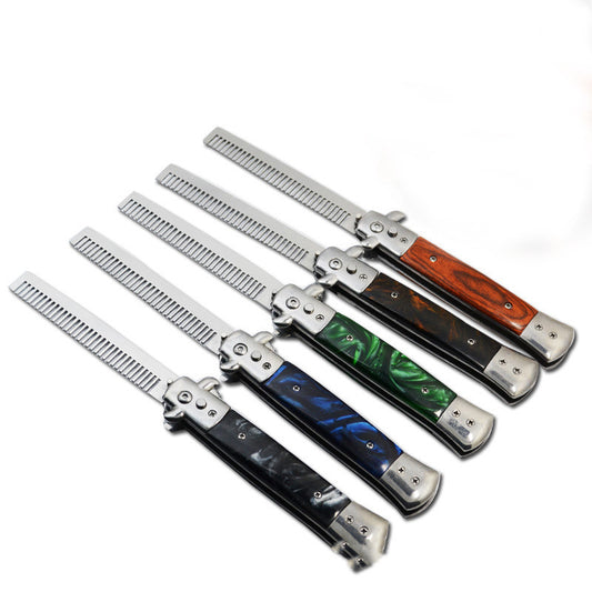 Automatic Stainless Steel Combs Foldable Spring Pocket Comb