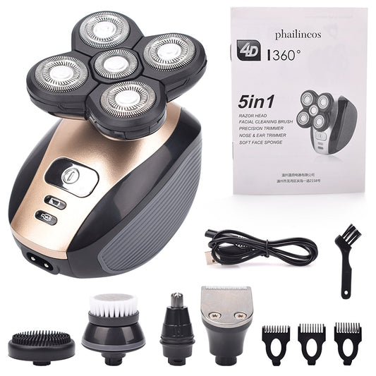5 In 1 4D Men Rechargeable Bald Head Electric Shaver
