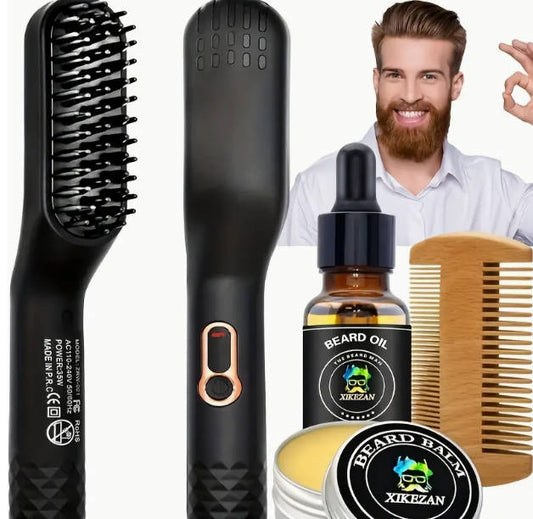 3 In 1 Hair Straightener Brush Beard Straightening Comb