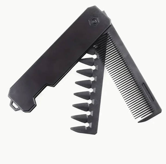 2-in-1 Folding Hair & Beard Comb - Dual-Tooth Design