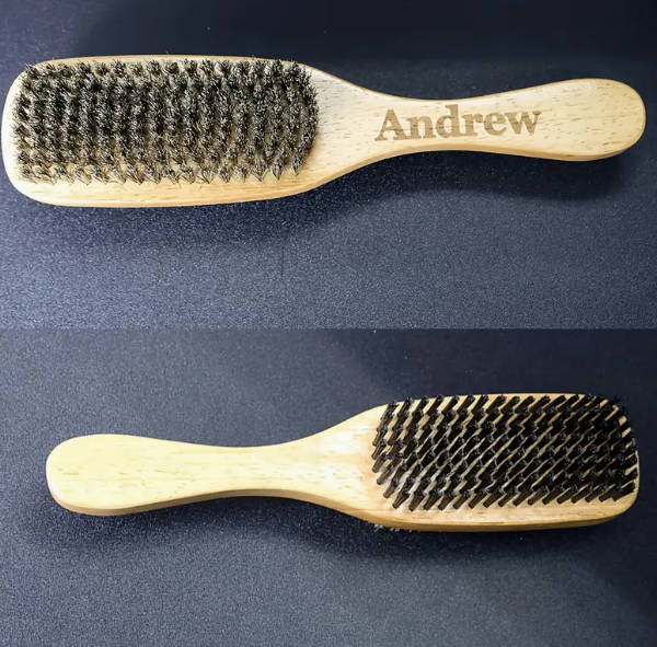 Custom Engraved Men's Beard Brush - Boar Bristle