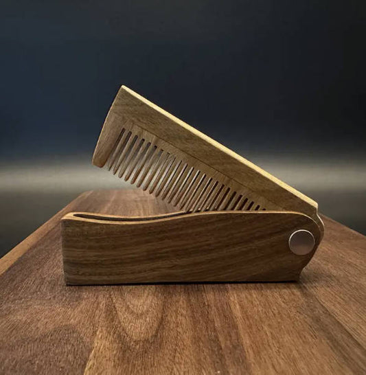 Premium Green Sandalwood Folding Beard Comb for Men