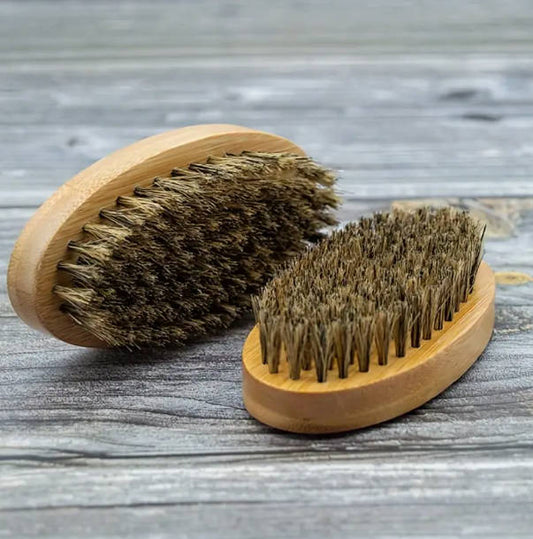Soft Bristle Beard Brush with Oval Bamboo Handle