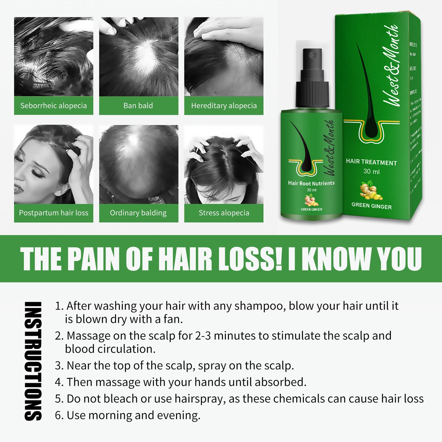 Plant Anti-hair Loss Growth Liquid Ginger Hair-fixing Nutrition