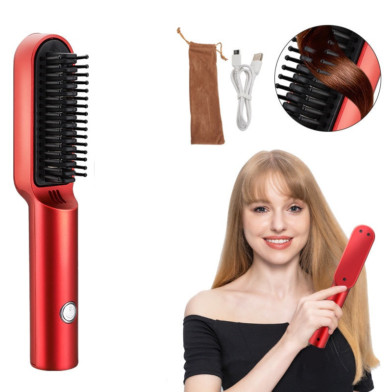 Cordless Curling And Straightening Comb For Barbershop