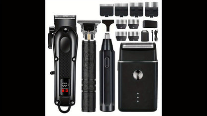 4 Pieces Electric Grooming Kit – Hair Clipper Foil Shaver Beard Trimmer Nose Trimmer