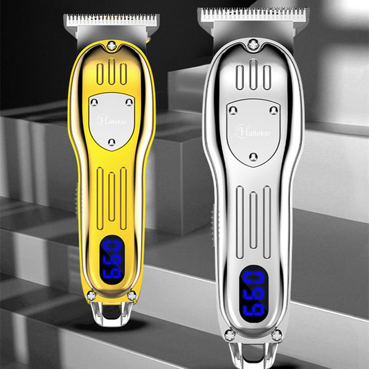 Retro Men's LCD Digital Display Hair Clipper Engraving Electric