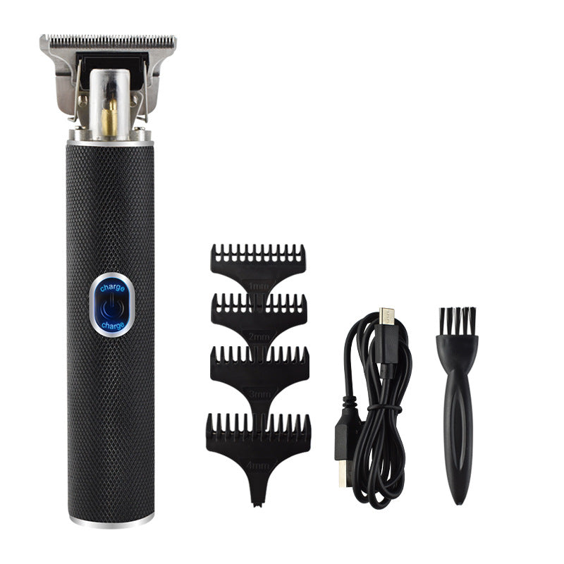 Oil head carving electric hair clipper USB trimming push white aluminum tube hair clipper