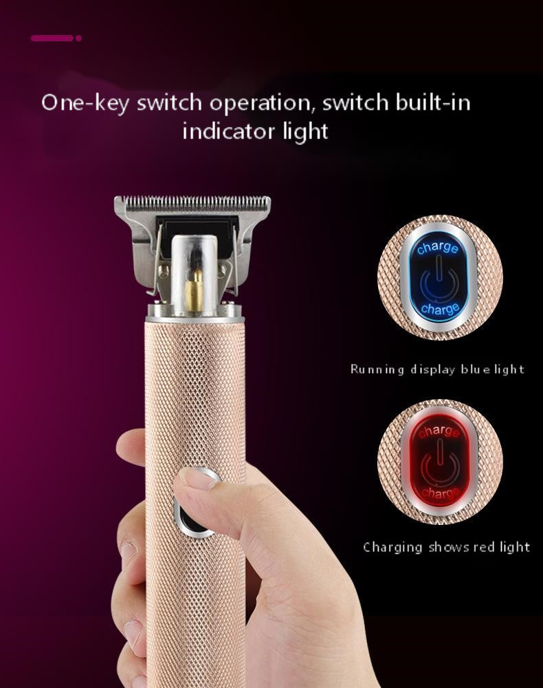 Oil head carving electric hair clipper USB trimming push white aluminum tube hair clipper