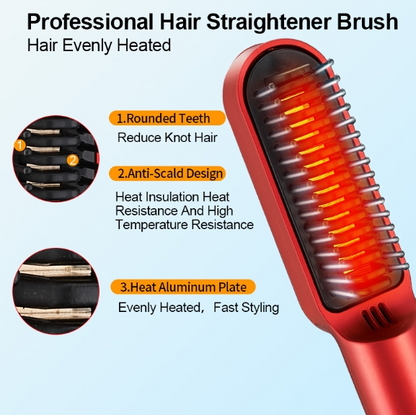 Wireless Hair Straightener Comb Beard Brush