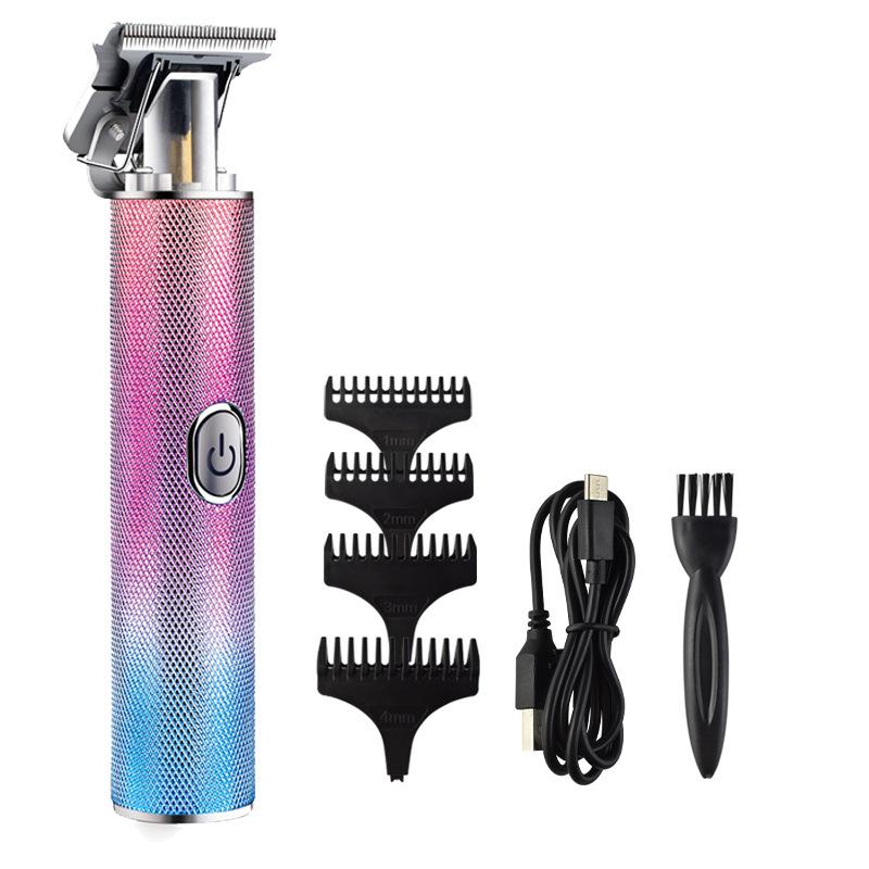 Oil head carving electric hair clipper USB trimming push white aluminum tube hair clipper