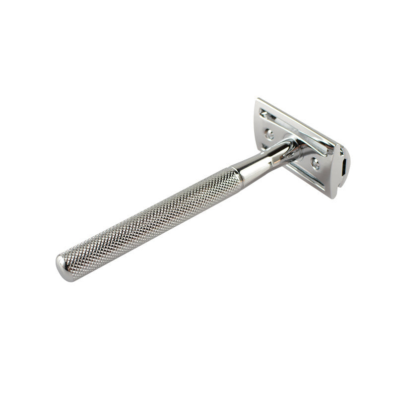 Retro Double-sided Razor With Diamond Pattern And Chrome-plated Handle