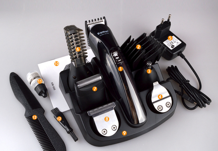 Kemei 6 in 1 Rechargeable Hair Trimmer Titanium Hair Clipper