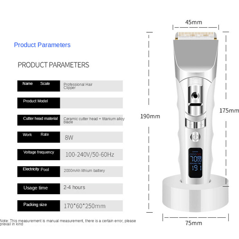 Rechargeable Mute Lcd Electric Hair Clipper