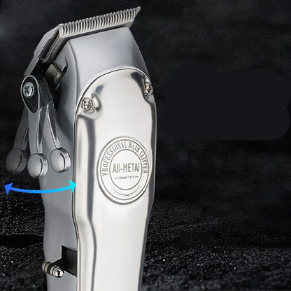 Retro Full Metal Body Electric Hair Clipper, Hair Salon Men'S Special Engraving Push White Shaved Hair Clipper