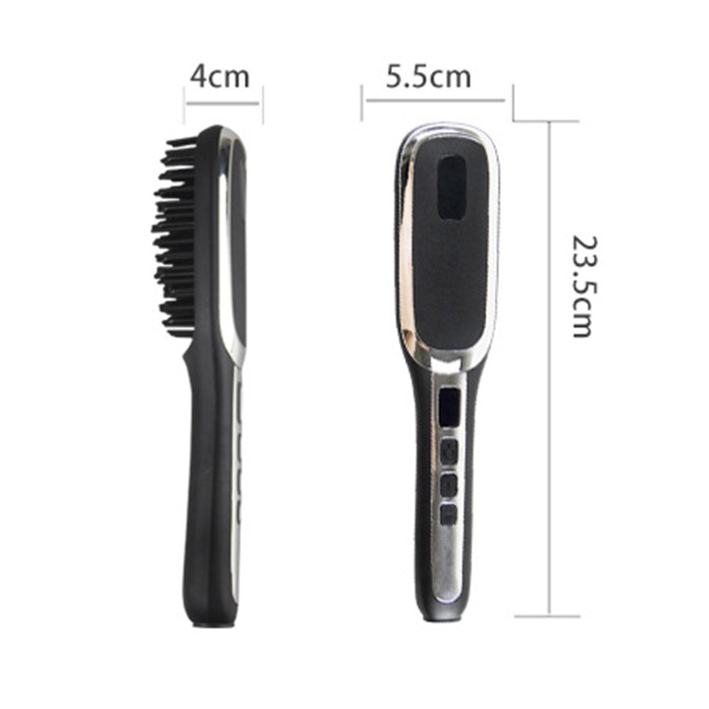LCD Display Men's Beard Straightener Ion Straight Hair Brush