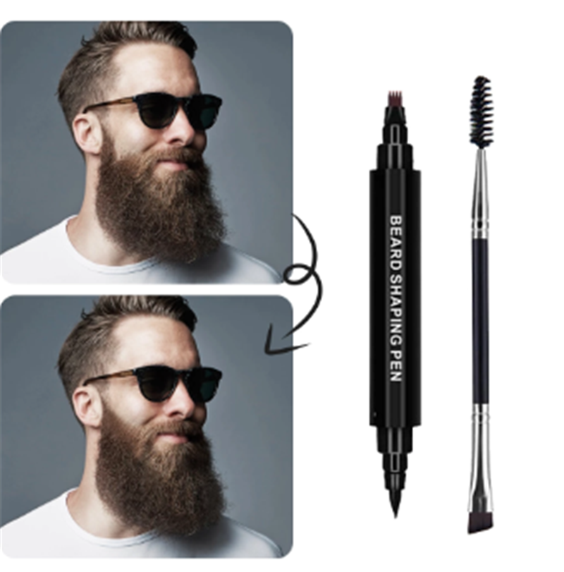 New Two-in-one Four-pronged Tip Men's Beard Pen Beard Style