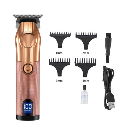 LCD Digital Display USB Charging Retro Oil Head Carving Hair Clipper