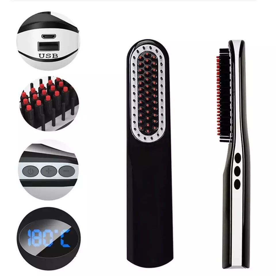 Straight Hair And Beard Hairstyles Comb Straightener USB Charging