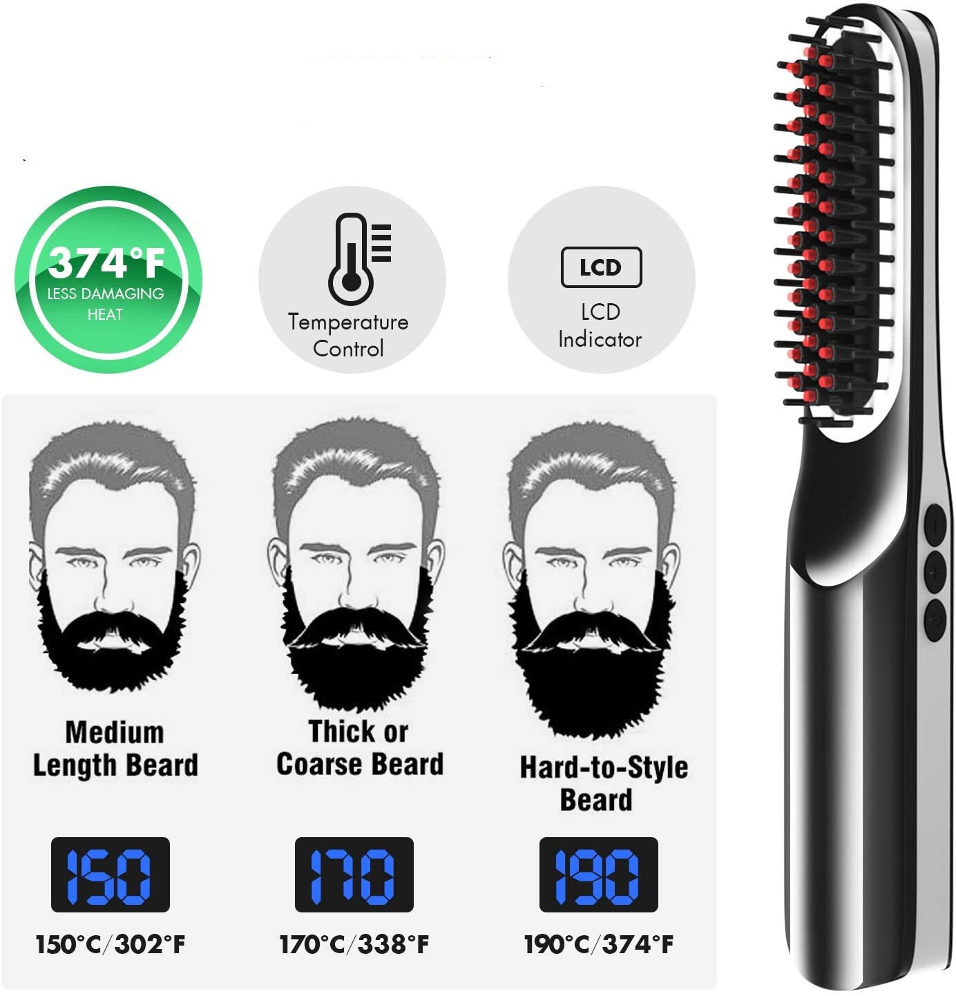 Straight Hair And Beard Hairstyles Comb Straightener USB Charging