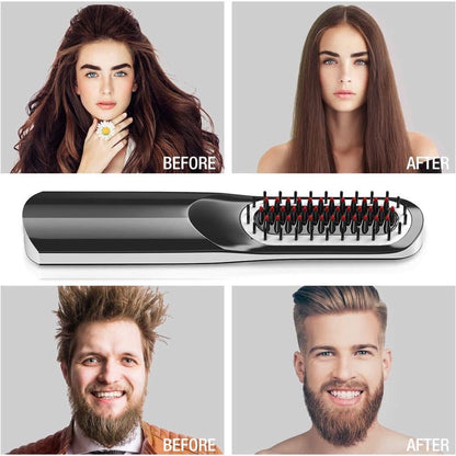 Straight Hair And Beard Hairstyles Comb Straightener USB Charging