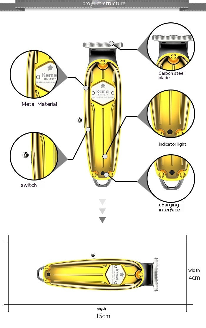 Metal Body USB Electric Hair Cutter Hair Clipper