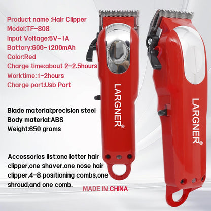 LARGNER 4-Piece Set For Men - Red Hair Clipper Trimmer