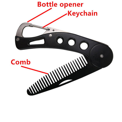 Stainless steel folding comb beard comb