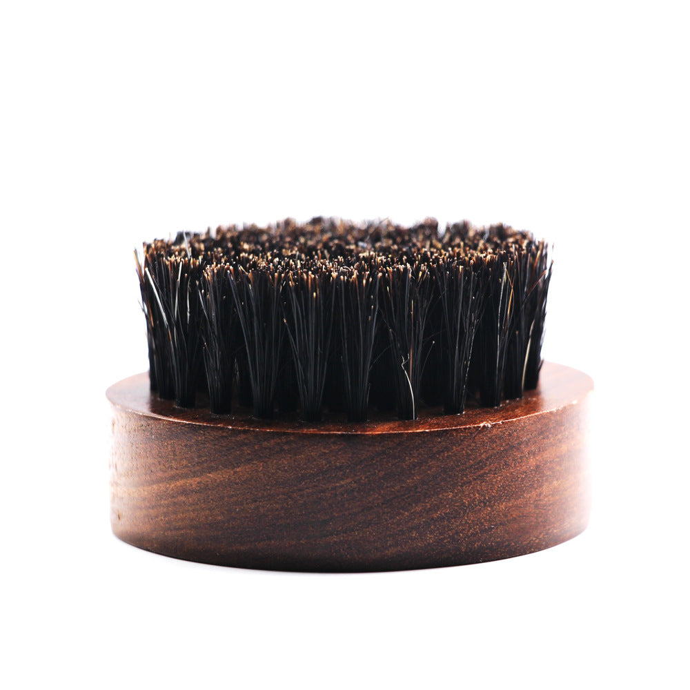 Black Gold Sandalwood Round Boar Bristles Beard Brush