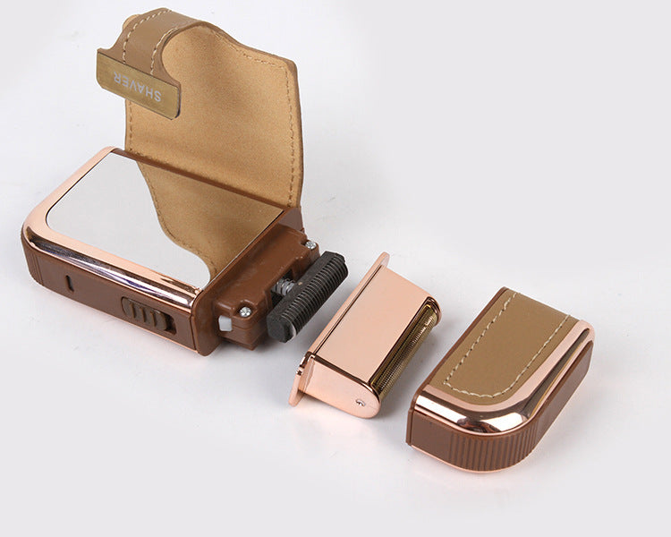 Double leather case electric shaver