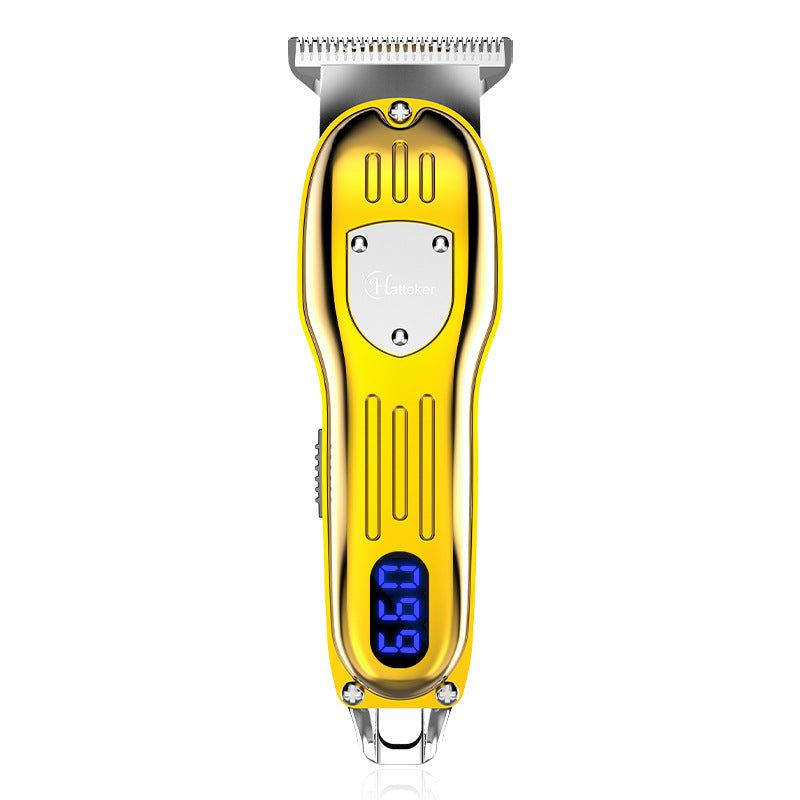 Retro Men's LCD Digital Display Hair Clipper Engraving Electric