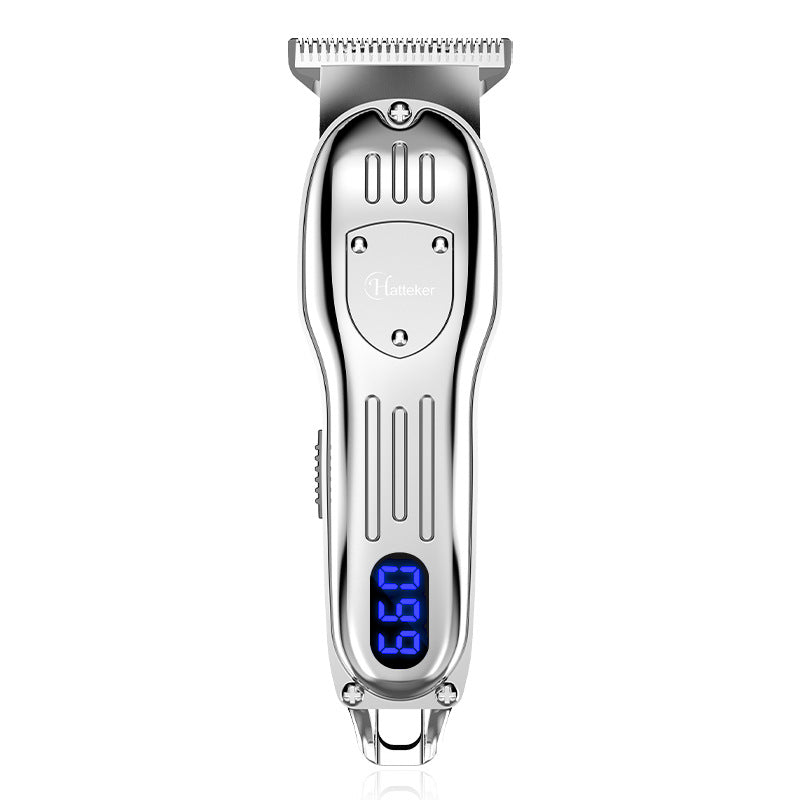 Retro Men's LCD Digital Display Hair Clipper Engraving Electric