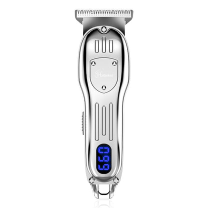 Retro Men's LCD Digital Display Hair Clipper Engraving Electric