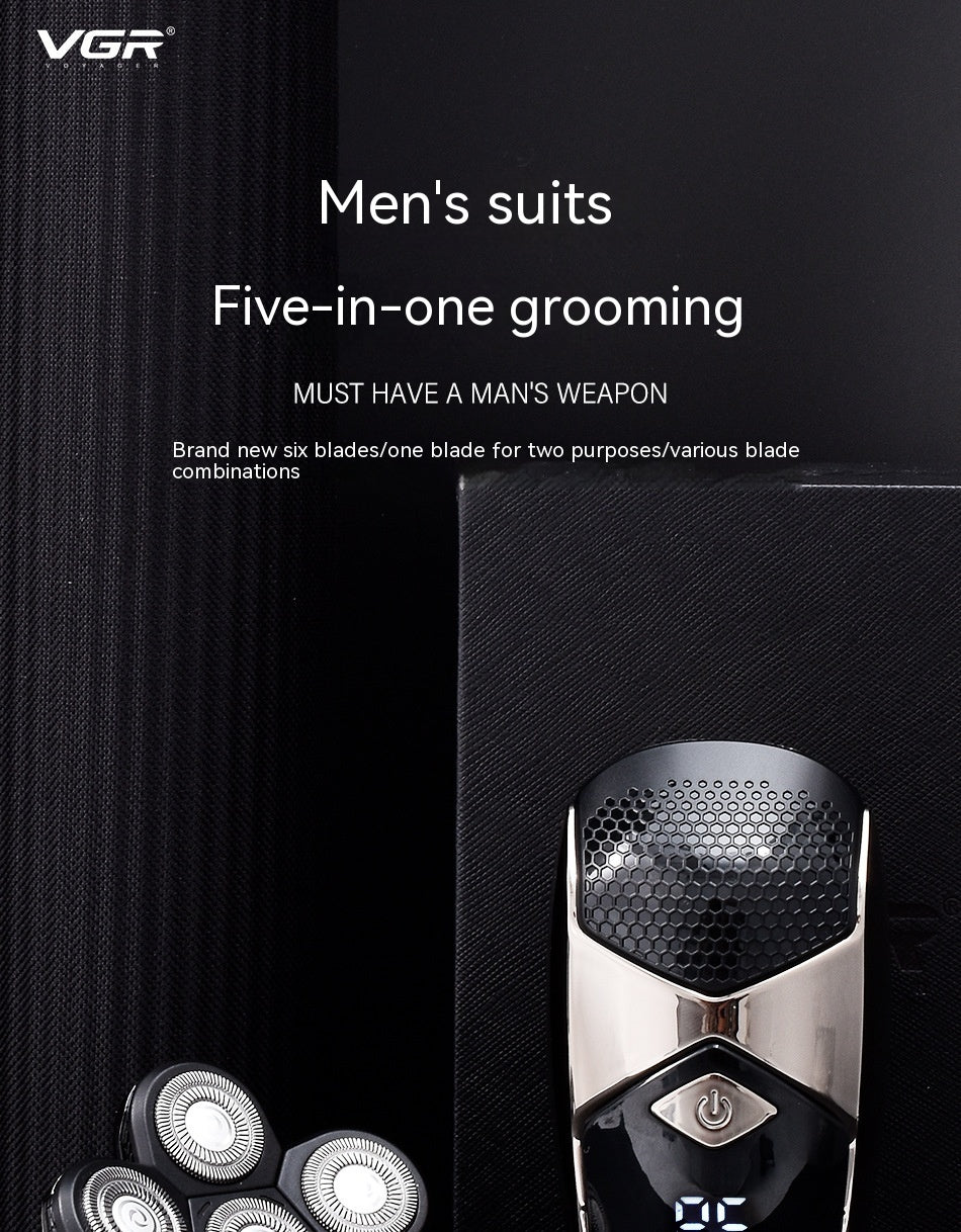 Six-in-one Men's Shaver Electric Digital Display Shaver