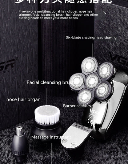 Six-in-one Men's Shaver Electric Digital Display Shaver