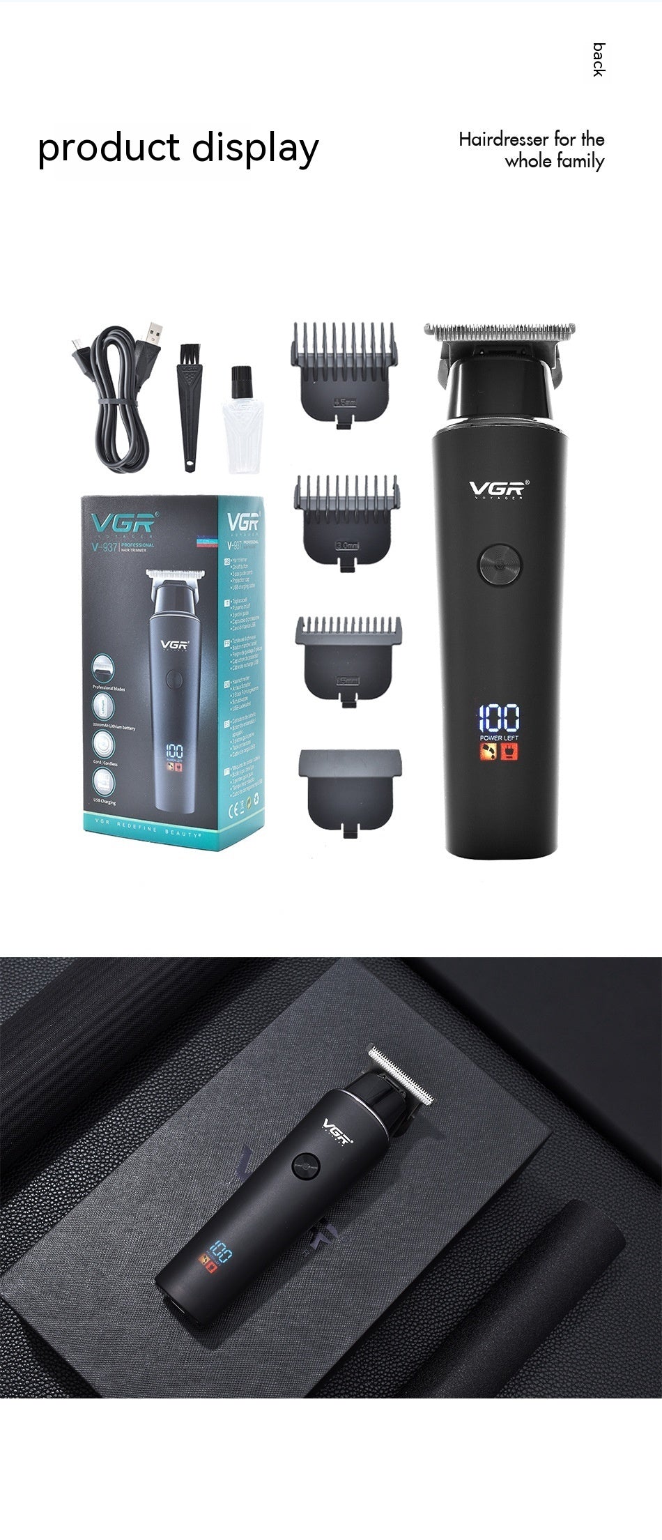 VGR937 Electric Clipper LCD Hair Clipper