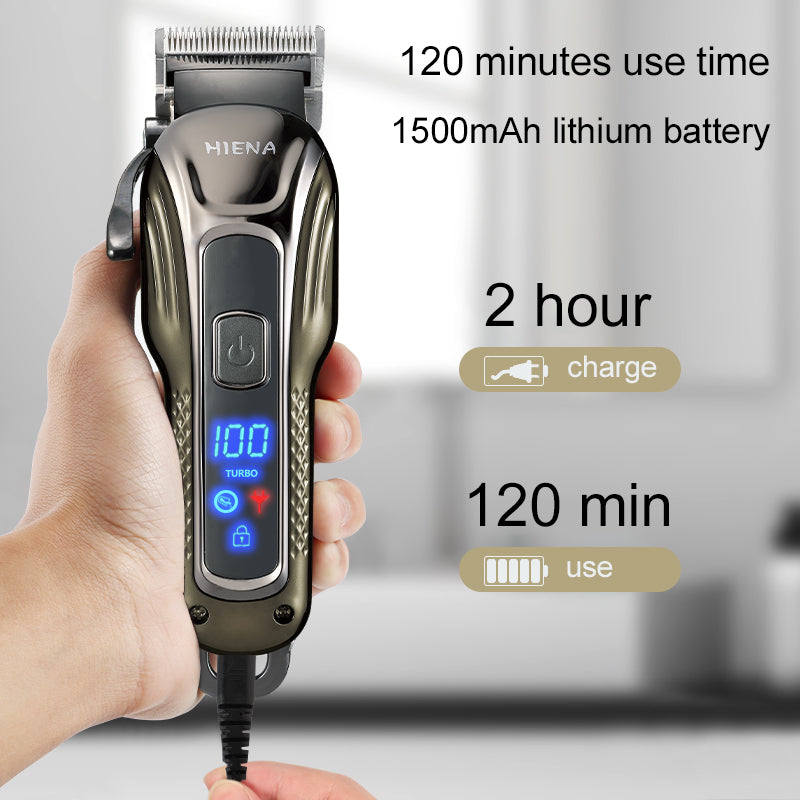 Hiena Hair Scissors LCD Digital Display Professional Hair Clipper Razor Fader