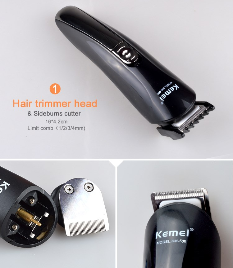 Kemei 6 in 1 Rechargeable Hair Trimmer Titanium Hair Clipper