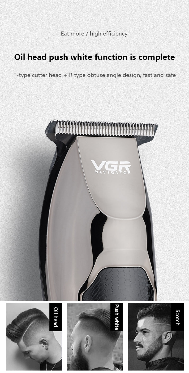 V30 Professional Waterproof Hair TrimmerDisplay Men's Hair Clipper