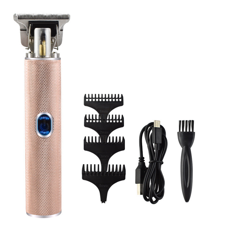 Oil head carving electric hair clipper USB trimming push white aluminum tube hair clipper