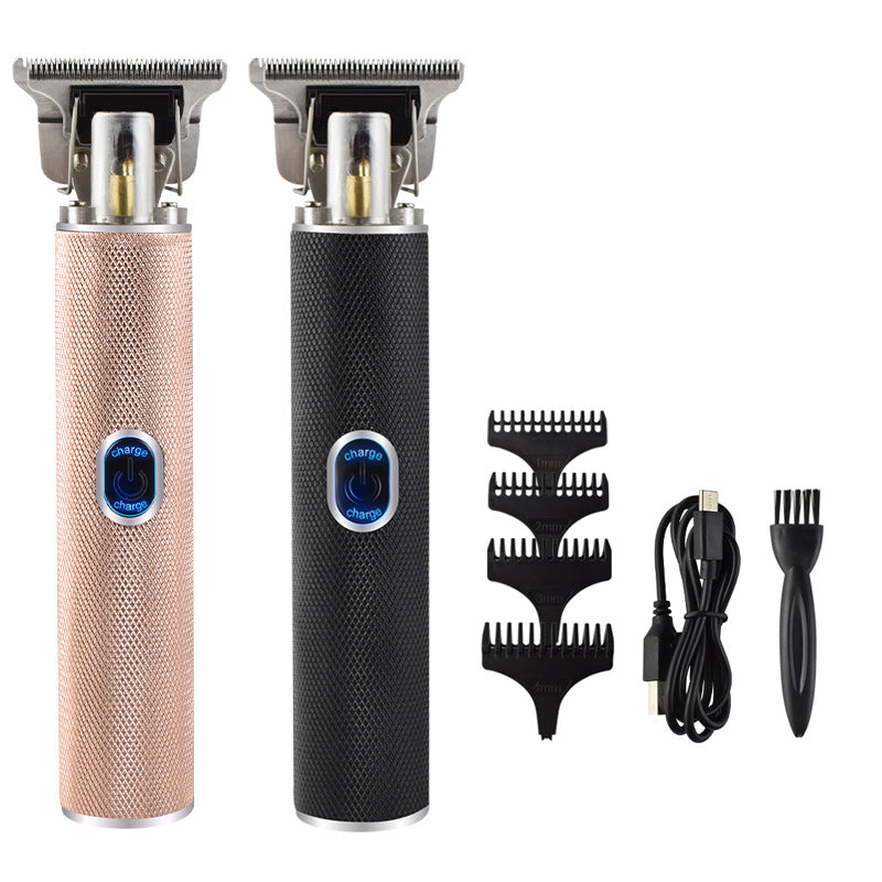 Oil head carving electric hair clipper USB trimming push white aluminum tube hair clipper