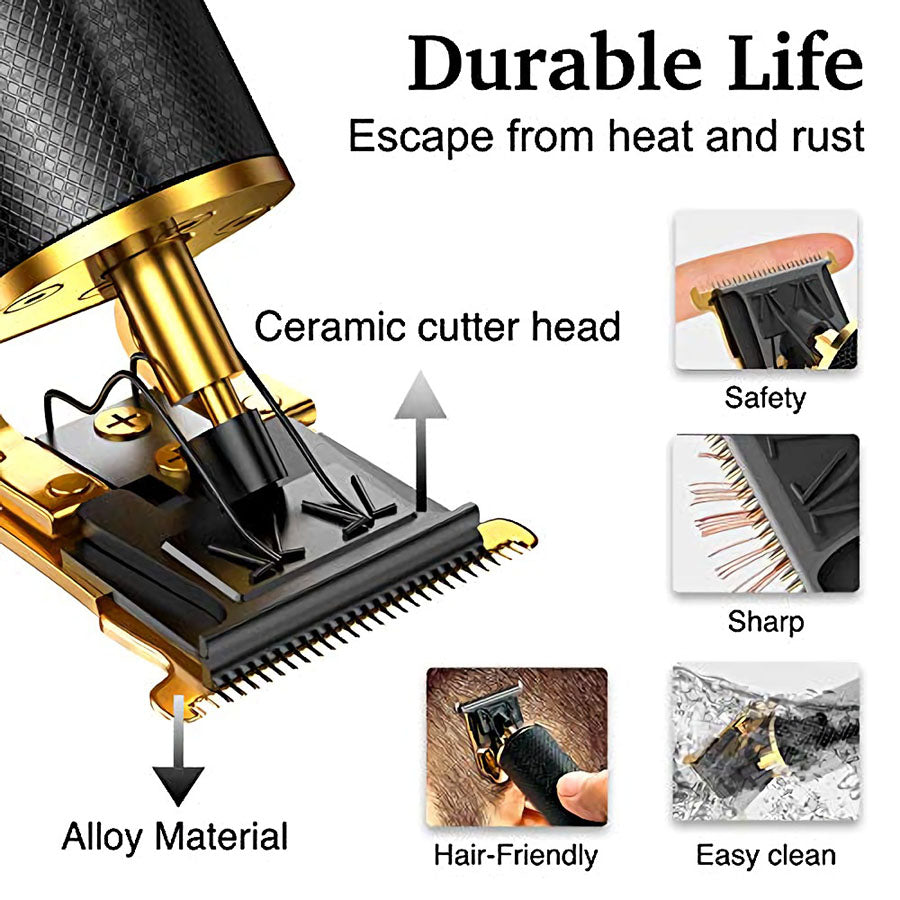 Men Hair Clippers Wireless USB Rechargeable, Black and Gold