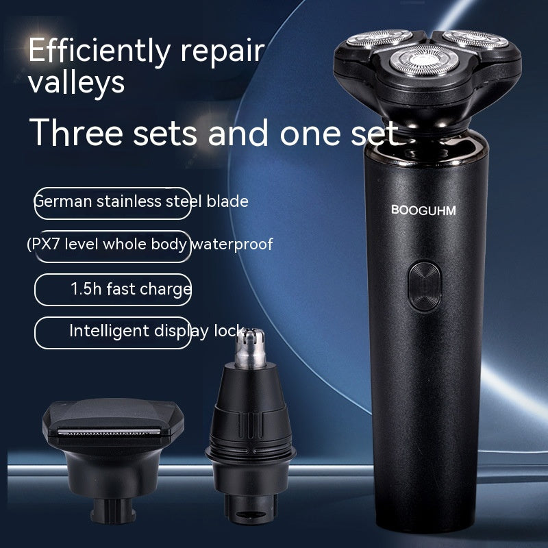 Three-in-one Multifunctional Fully Washable Portable Rechargeable Shaver