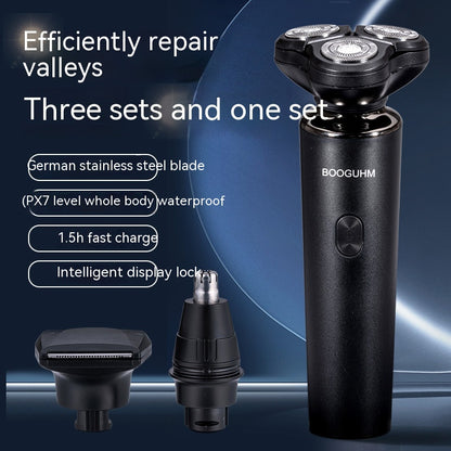 Three-in-one Multifunctional Fully Washable Portable Rechargeable Shaver