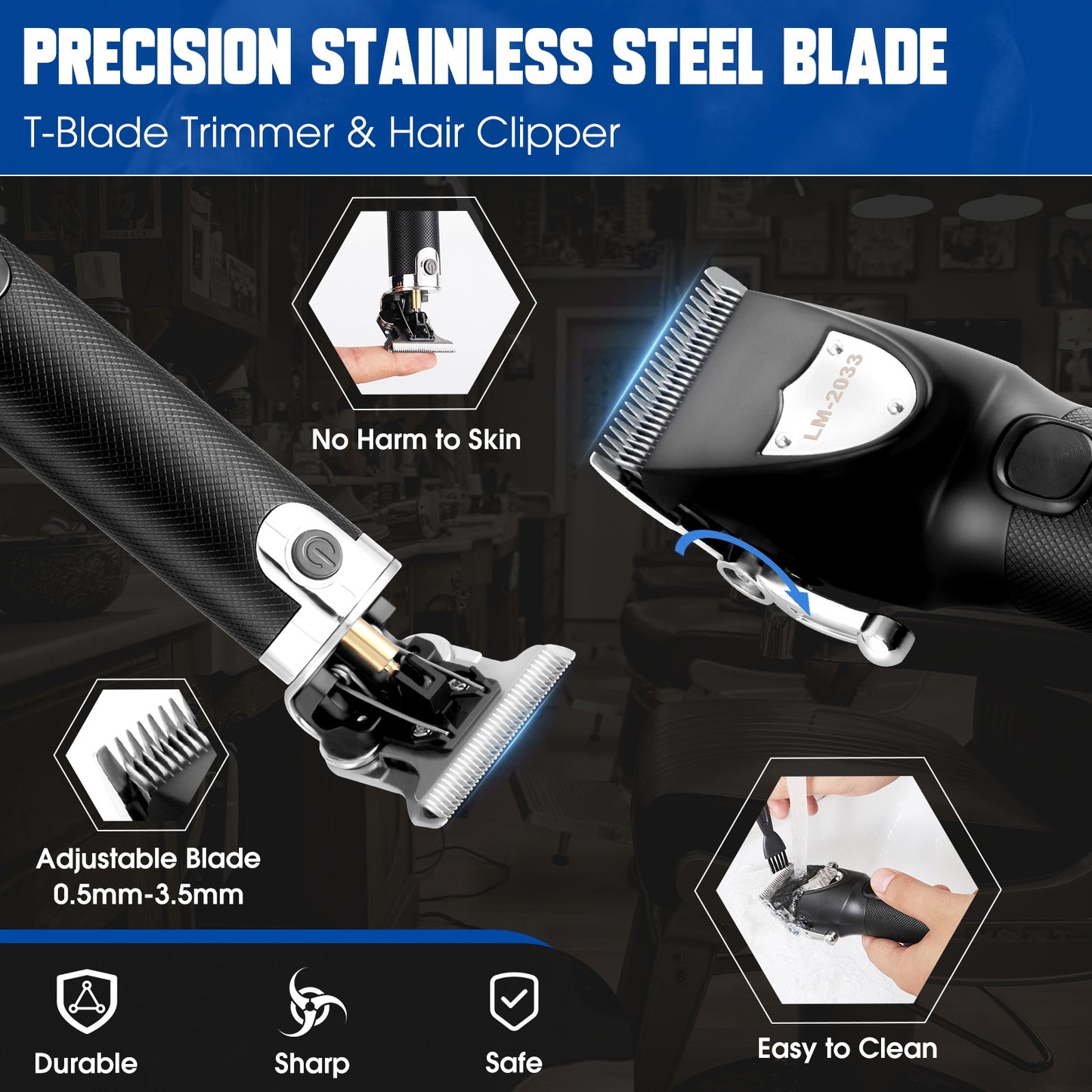 Hair Clippers For Men, Professional Cordless Beard Trimmer Set