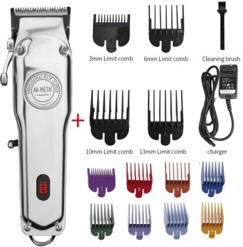 Retro Full Metal Body Electric Hair Clipper, Hair Salon Men'S Special Engraving Push White Shaved Hair Clipper