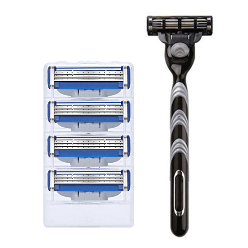 Three Blade Razer Three-Blade Manual Razor - High Speed Steel Washable Men's Hand Razor ...