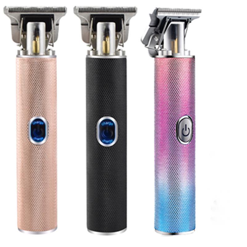 Oil head carving electric hair clipper USB trimming push white aluminum tube hair clipper